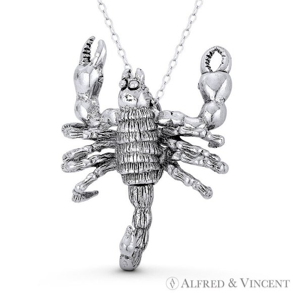 Scorpio the Scorpion Zodiac Sign Charm Pendant in Oxidized .925 Sterling Silver - Picture 1 of 1